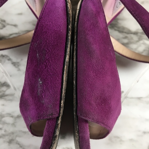 Jimmy Choo Purple Suede Strappy Open Toe Heels - Picture 7 of 8
